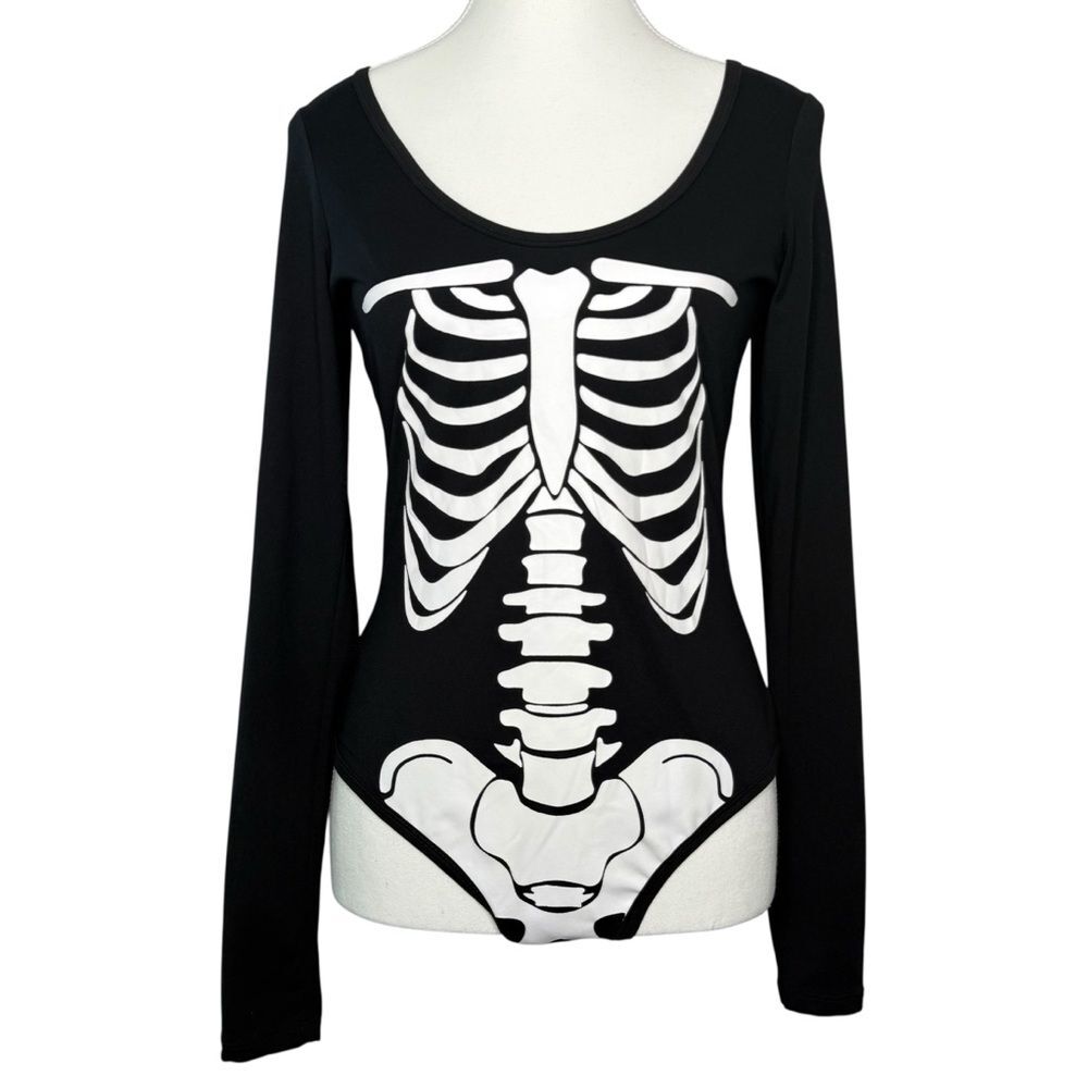 ▪️|EUC| STYLE 5 Scoop Neck Long Sleeve Skeleton Bones Bodysuit